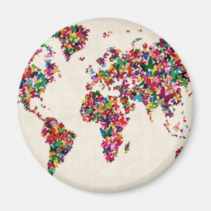 Butterflies-Karte der Weltkarte Magnet