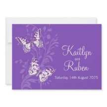 Butterflies lila Weißcreme-Hochzeit