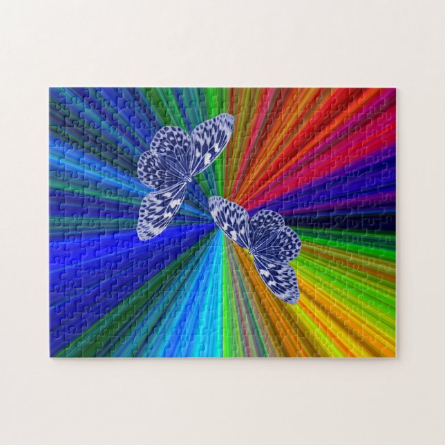 Butterflies on rainbow colors puzzle (Horizontal)