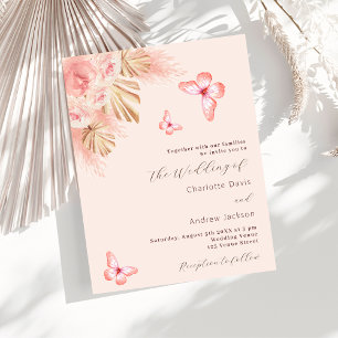 Butterflies Pampas Rose Haushalt Hochzeitseinladun