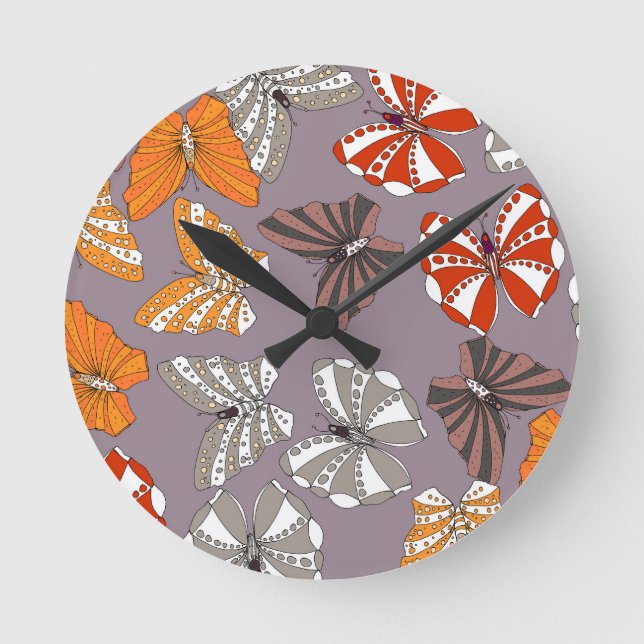 Butterflies Pattern Runde Wanduhr (Vorderseite)