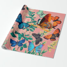 BUTTERFLIES PINK WRAPPPAPIER