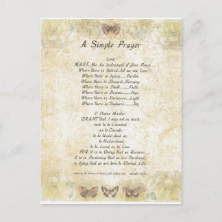 butterflies=pope francis=st francis SIMPLE PRAYER Postkarte