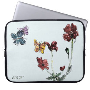 Butterflies Poppies Personalisiert floral Laptopschutzhülle