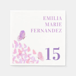 Butterflies Quinceañera Napkins Serviette