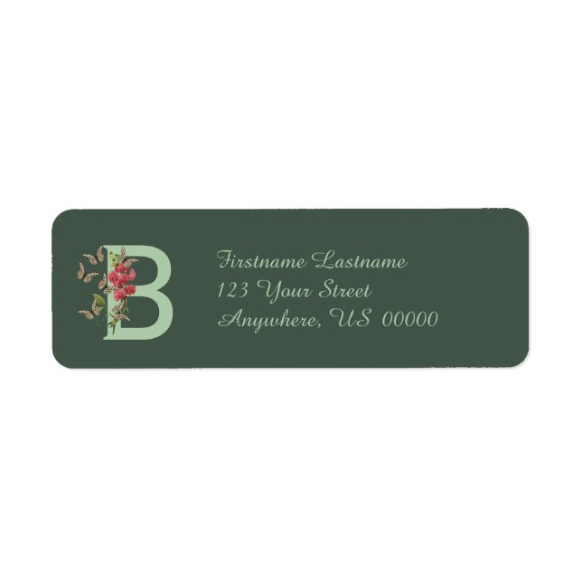 Butterflies Sweet Pea Monogram Initial B-Adresse (Vorne)