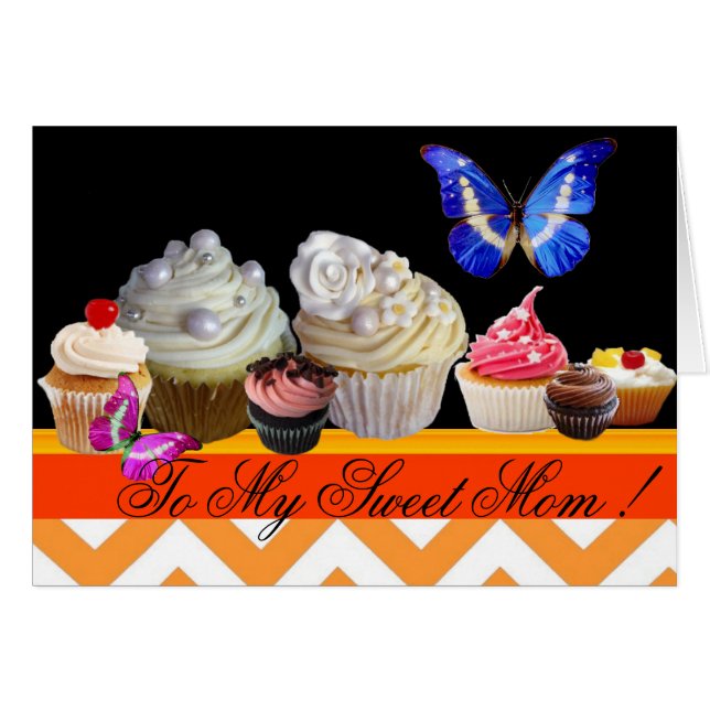 BUTTERFLIES YUMMY CUPCAKES SWEET MOTHER (Vorderseite (Horizontal))