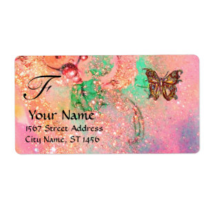 BUTTERFLUSS IN GLITZERN, rosa grün