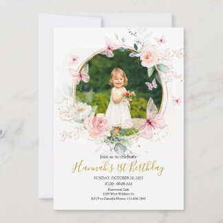 Butterfly 1. Geburtstag Einladung