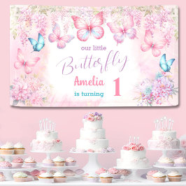 Butterfly 1. Geburtstag Girl Pink Summer Banner