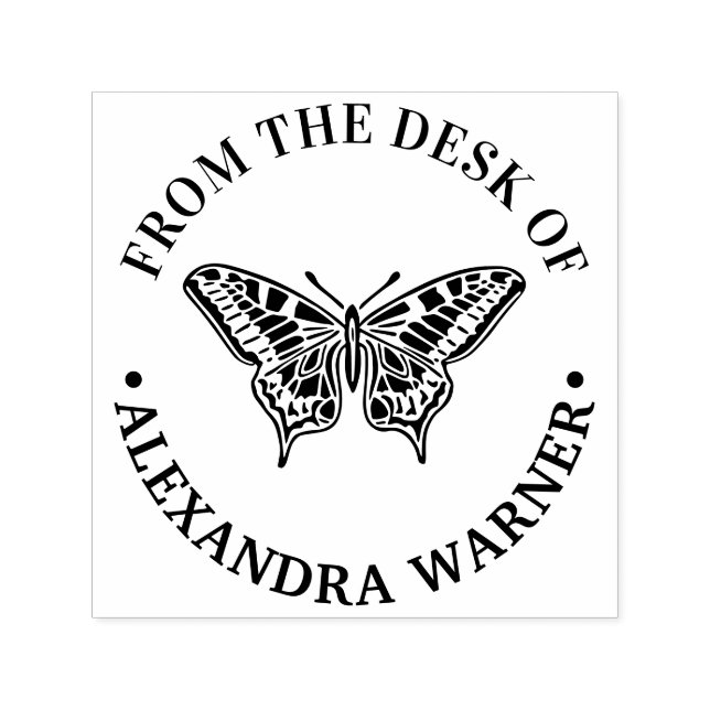 Butterfly #3 Silhouette Round "From the Desk of th Permastempel (Design)
