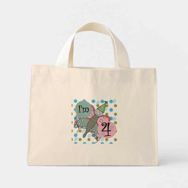 Butterfly 4. Geburtstag - Hemden und Geschenke Mini Stoffbeutel (Vorne)
