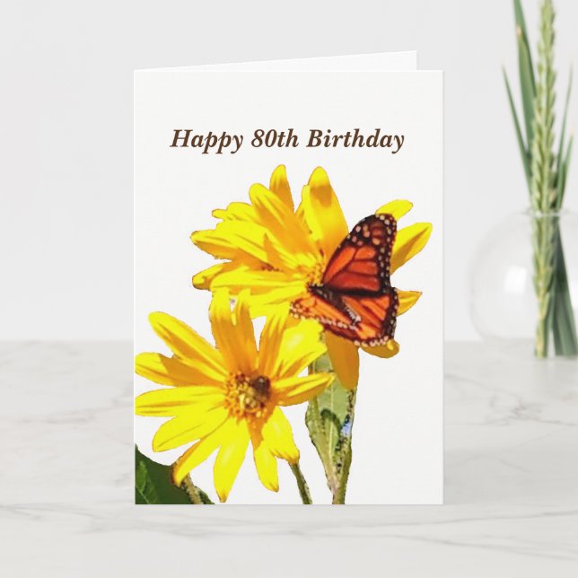 Butterfly 80. Geburtstag Karte (Vorderseite)
