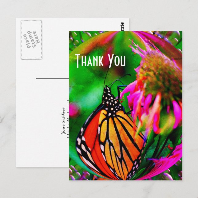 Butterfly Abstrakt Nature Danke, Postcard Postkarte (Vorne/Hinten)
