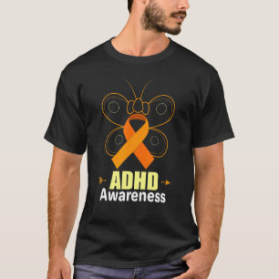Butterfly Adhd Orange Ribbon erhöht Aufmerksamkeit T-Shirt