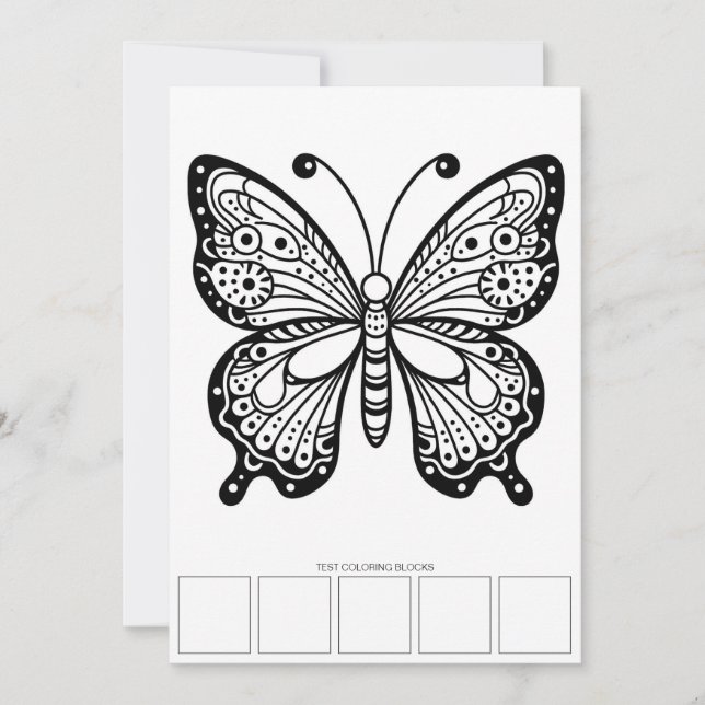 Butterfly Aduloring Cards mit Prüfplatz Einladung (Vorderseite)