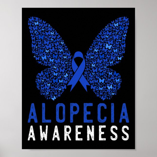 Butterfly Alopecia Awareness Blue OM Ribbon Supple Poster (Vorne)