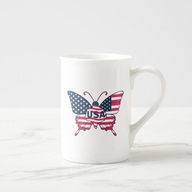 Butterfly American Flag Design-62616 Prozellantasse (Rechts)