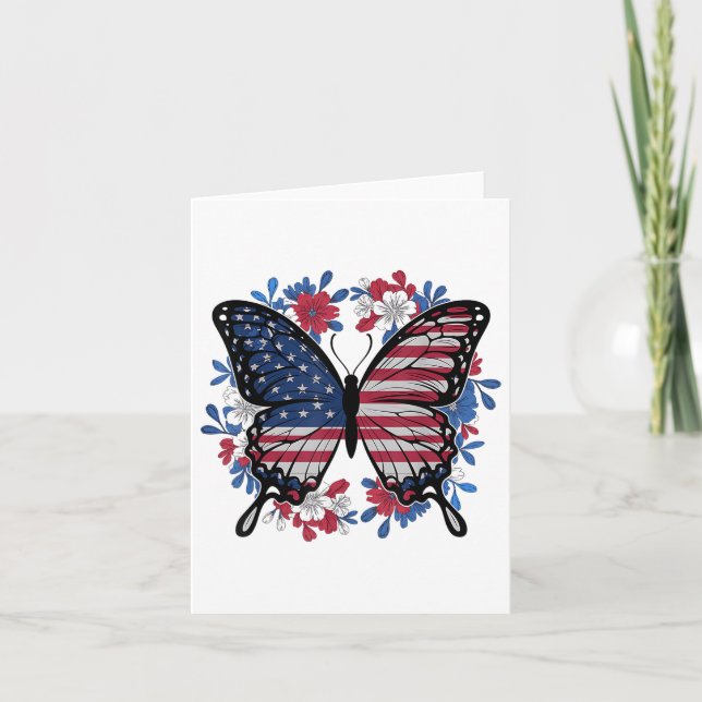 Butterfly American Flag Patriotic USA 4. Juli Karte (Vorderseite)
