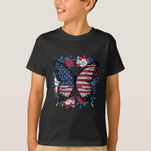 Butterfly American Flag Patriotic USA 4. Juli T-Shirt