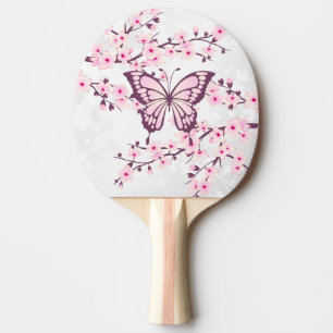 Butterfly and Cherry Blossom Pink White Tischtennis Schläger