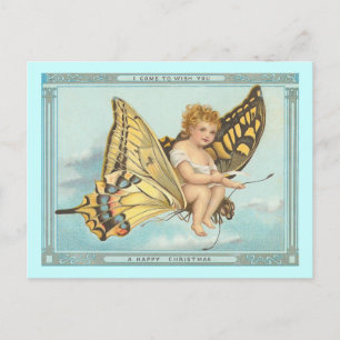 "Butterfly and Cherub" Weihnachtsweihnachtskarte Feiertagspostkarte