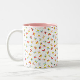 Butterfly And Floral Pattern  Zweifarbige Tasse