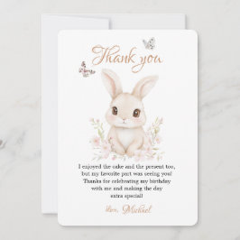 Butterfly and Floral Petals Pink or Beige Statione Dankeskarte