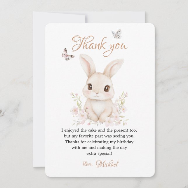 Butterfly and Floral Petals Pink or Beige Statione Dankeskarte (Vorderseite)