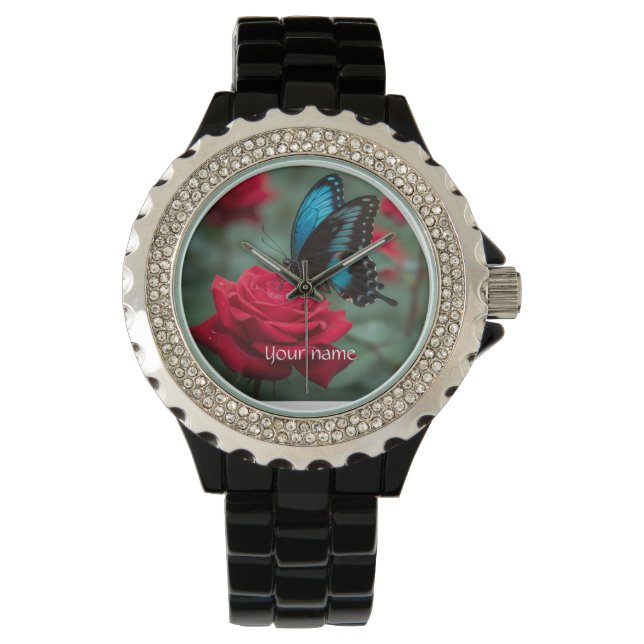Butterfly and Roses - Beautiful  Armbanduhr (Vorderseite)