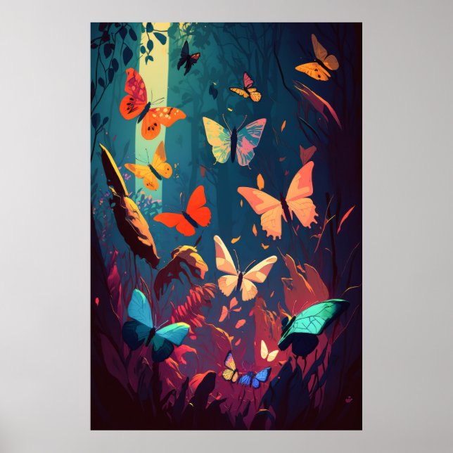 Butterfly Animal Portrait Painting Wildlife Forest Poster (Vorne)