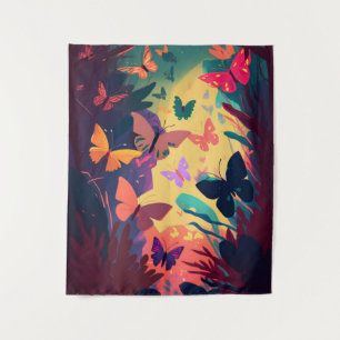 Butterfly Animal Portrait Painting Wildlife Forest Wandteppich