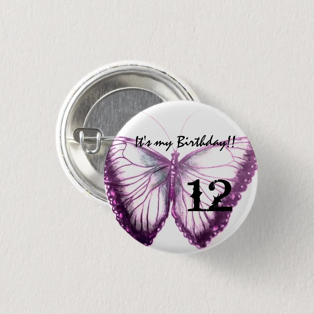 Butterfly anpassen Es ist mein Geburtstag Button (Vorne & Hinten)