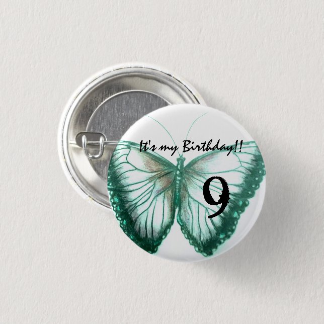 Butterfly anpassen Es ist mein Geburtstag Button (Vorne & Hinten)