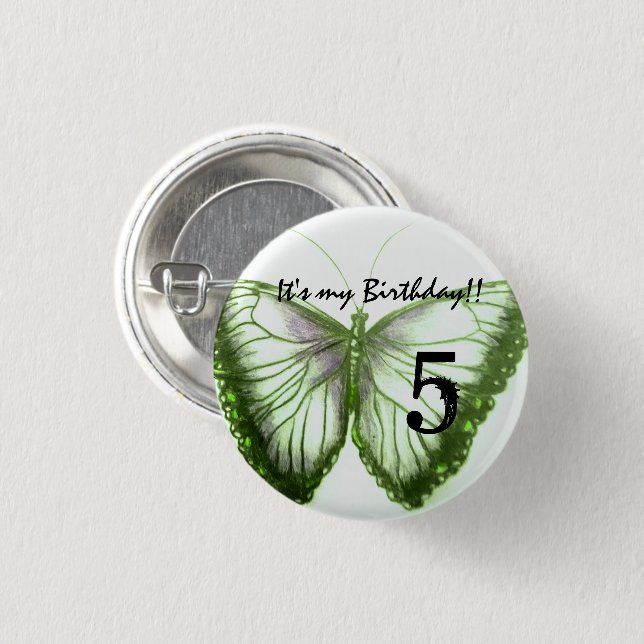 Butterfly anpassen Es ist mein Geburtstag Button (Vorne & Hinten)