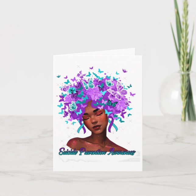 Butterfly-Aquamarine und Lila Suizidprävention Karte (Vorderseite)