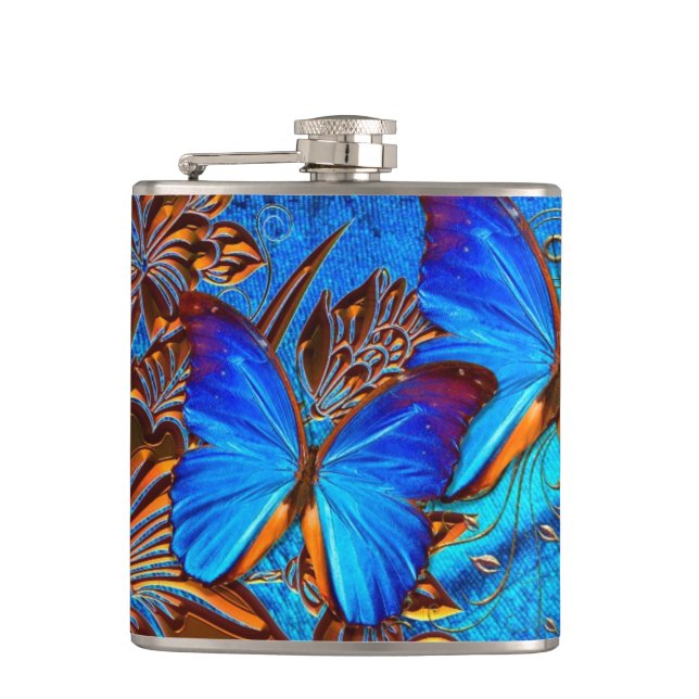 Butterfly Art 35 Wrapped Flask Flachmann (Vorderseite)