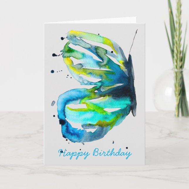 Butterfly Art Aquarell Karte (Vorderseite)