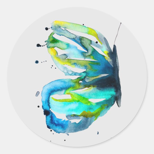 Butterfly Art Aquarell Runder Aufkleber (Vorderseite)