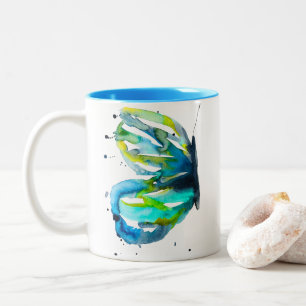 Butterfly Art Aquarell Zweifarbige Tasse