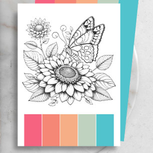Butterfly Art Coloring Cards Therapieseiten Einladung