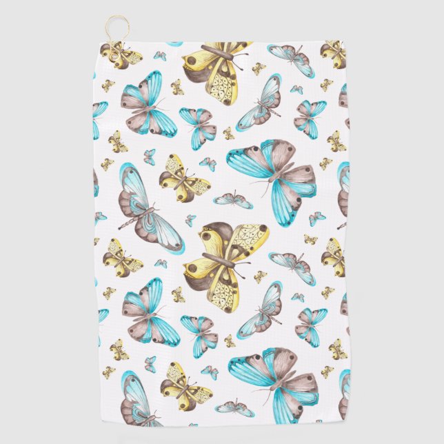 Butterfly Art Drawing Golfhandtuch (Vorderseite)