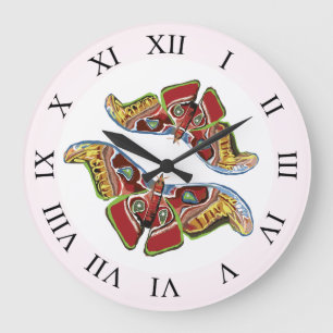 Butterfly Art Drawing Große Wanduhr