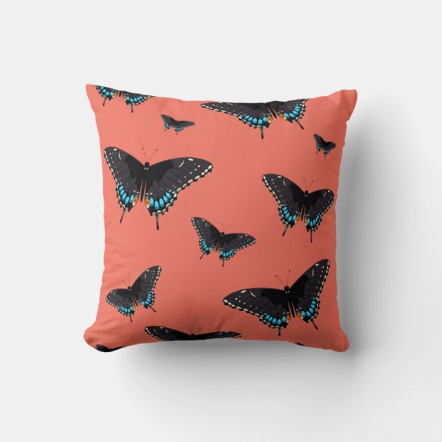 Butterfly Art Monarch Prints Pink Butterfly Transm Kissen (Vorderseite)