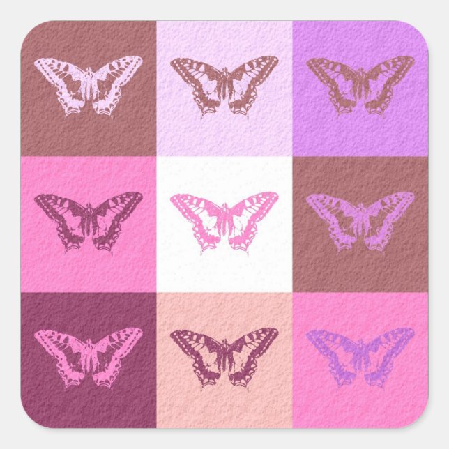 Butterfly Art Quadratischer Aufkleber (Vorderseite)
