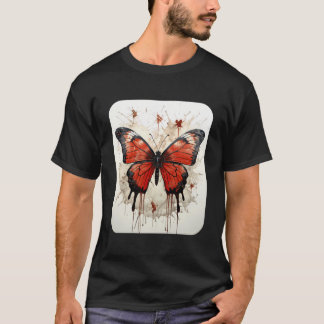Butterfly Ästhetische Schmetterlinge Naturrot T-Shirt