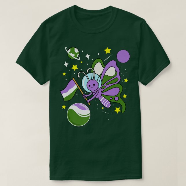 Butterfly Astronaut Genderqueer Pride  T-Shirt (Design vorne)