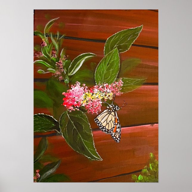 Butterfly auf Bush Print Poster (Vorne)