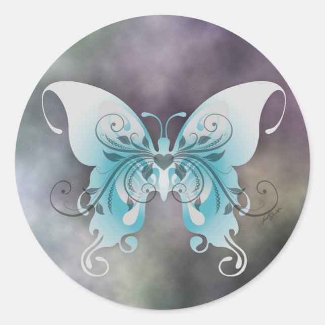 Butterfly-Aufkleber Runder Aufkleber (Vorderseite)