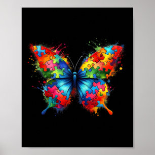Butterfly Autismus Bewusstsein farbenfroh Autistis Poster